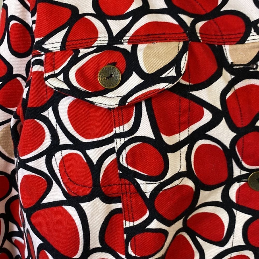 Ruby Road Denim Jacket Red, Black, White and Tan Print Size 18W - Picture 5 of 10